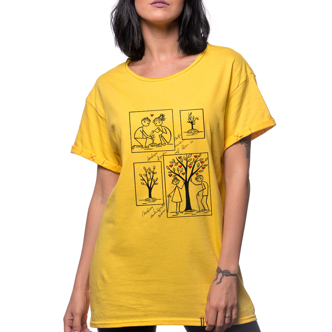 tricou-hai-sa-imbatranim-impreuna-femei-galben