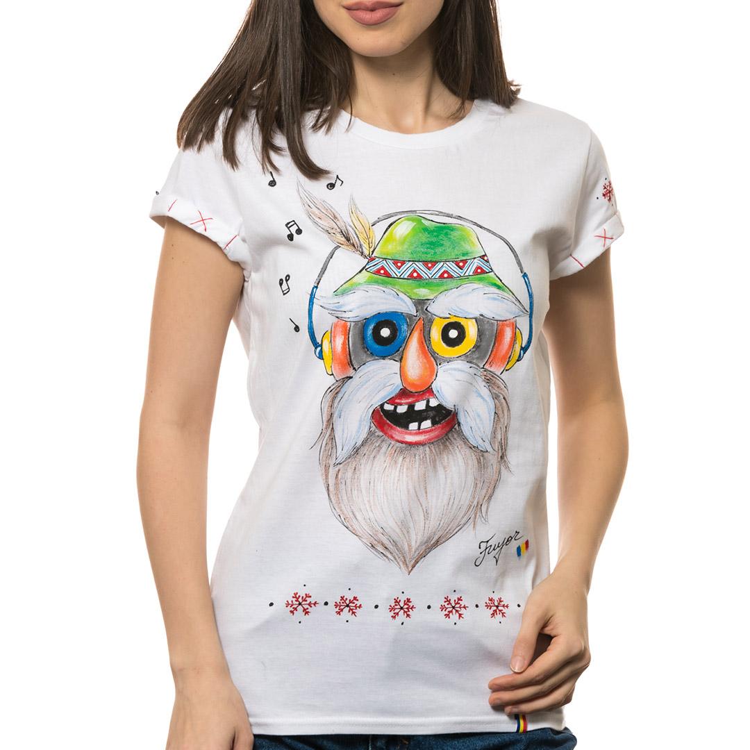 tricou-alb-pictat-femei-masca-contemporana-fuyor-1-1