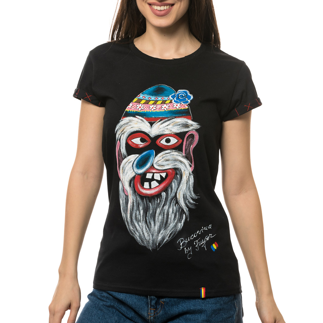 t-shirt-nero-donna-masca-traditionala-bucovina-2-1