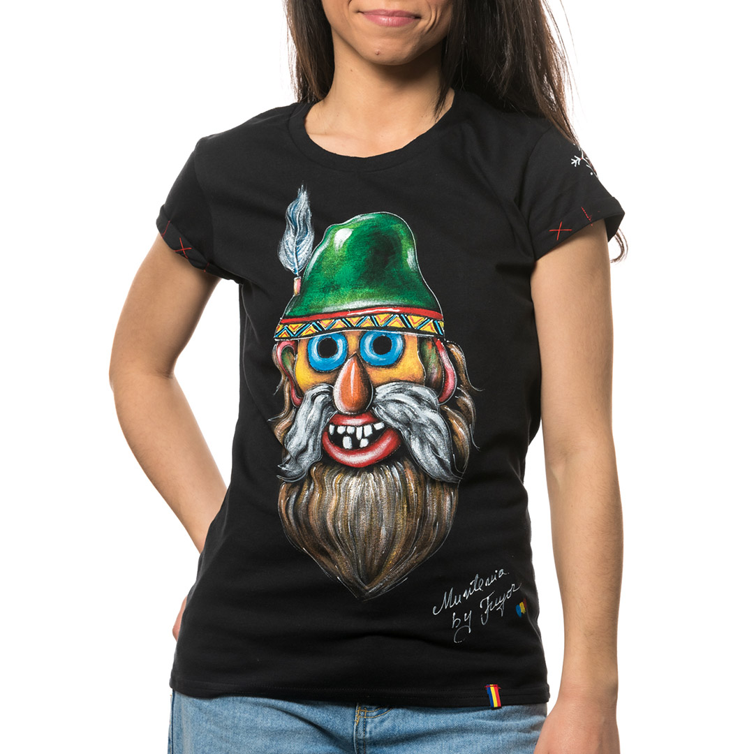 t-shirt-nero-dipinto-donna-masca-traditionala-muntenia-1-1