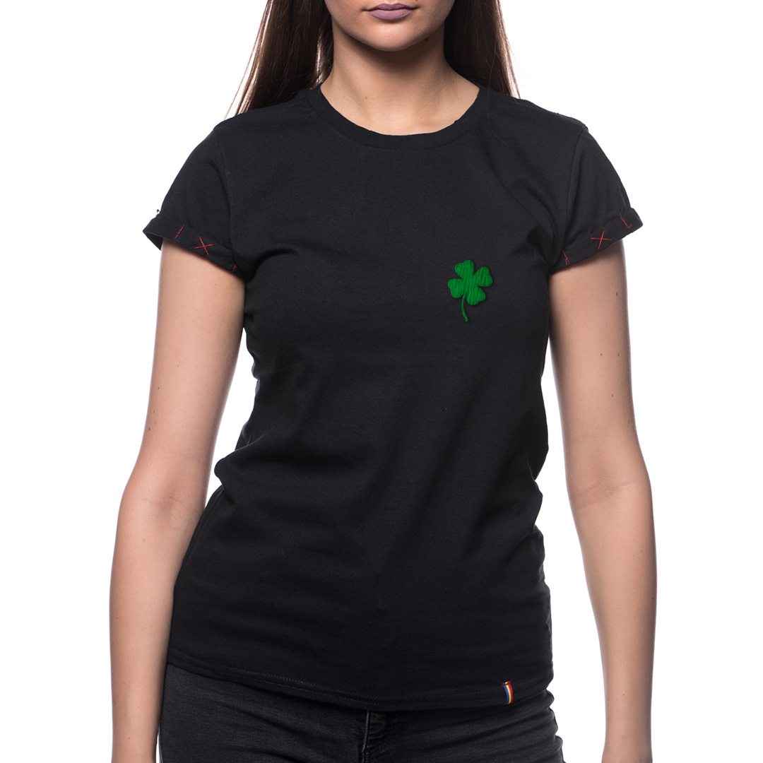 t-shirt-trifoglio-verde-donna-nero